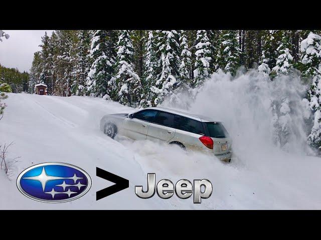 Taking my SUBARU where most JEEPS can’t go! | Subaru snow wheeling ️ (we went up a dang mountain!)