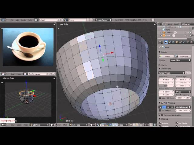 Видеоучебник по Blender 2.5. (2 - Моделирование чашки, ч. 1)