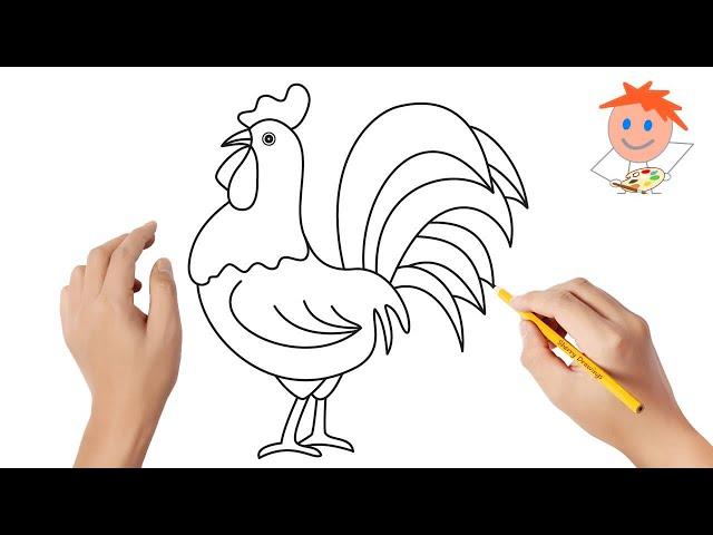 How to draw a rooster #3 | Easy drawings