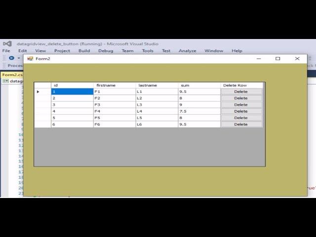 c# tutorial for beginners: Delete row from datagridview and sql server database at once in C#