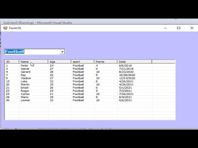 Visual Basic.net tutorial:  filter data in listview using ComboBox in sql server