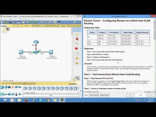 6.3.3.6 Packet Tracer - Configuring Router-on-a-Stick Inter-VLAN Routing