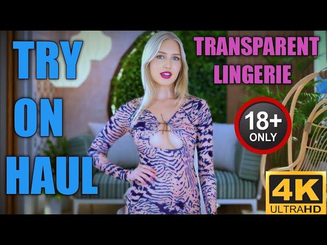 [4K] Transparent Dress Try-On Haul Zebra print | See Through Lingerie Try On Haul with Emily 2024