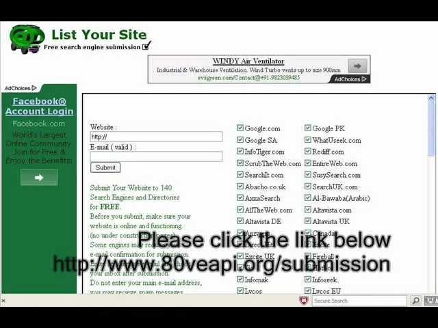 FREE Submit your website to 150 search engines