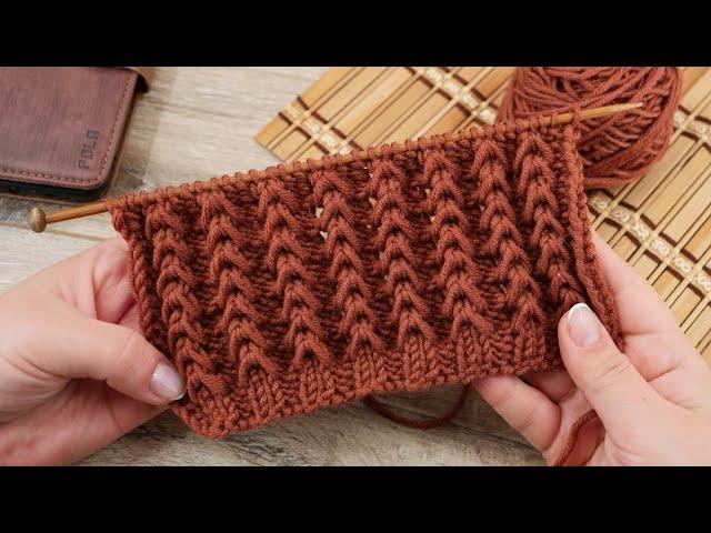 Объёмный узор спицами  Volumetric knitting pattern