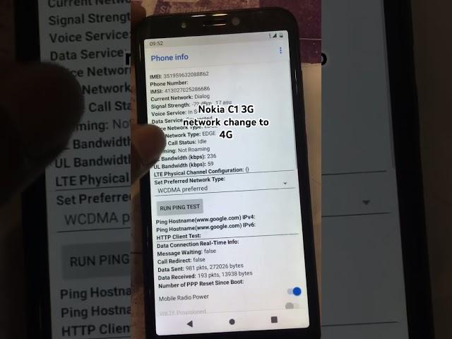 Nokia C1 3G Network changed 4G network