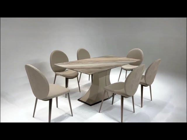 Italy Designer furniture of Longhi Marble Dining table with Leather chairs #marbletable #furniture