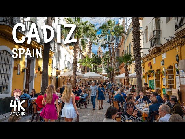 CADIZ, Spain - Historic city and lovely beaches! 4k Travel Walk