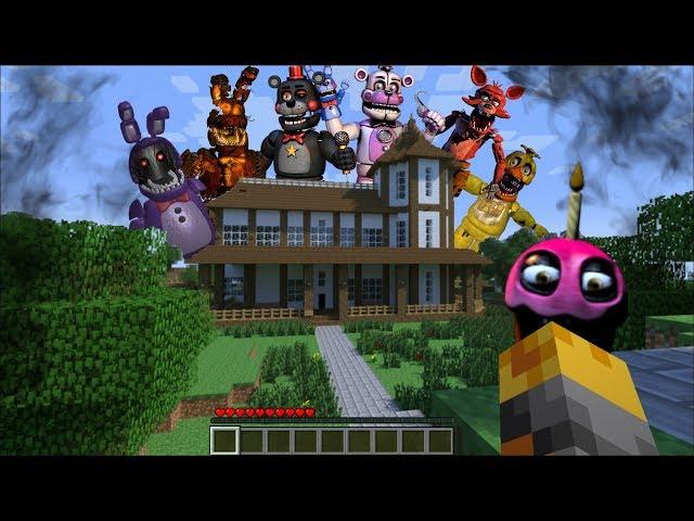 GIANT FIVE NIGHTS AT FREDDY'S APPEARS IN MY HOUSE IN MINECRAFT !! Minecraft Mods