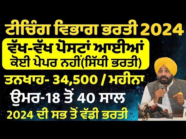 Punjab Teacher Bharti 2024 Out |Punjab Govt Jobs Dec 2024|Punjab Govt Jobs in Dec 2024| Meet Academy