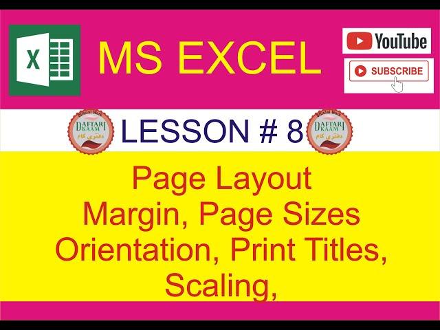 Page layout | Page Size| Orientation | Print Titles | Scaling