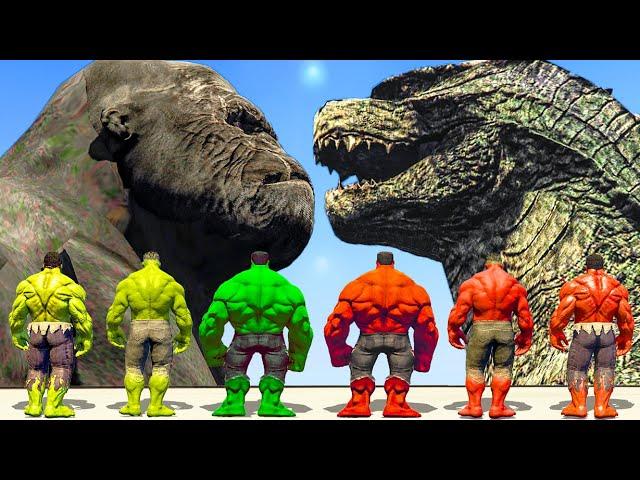 GODZILLA VS KING KONG | Team Red Hulk vs Hulk Army - What If Battle Superheroes