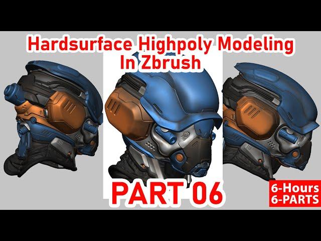 Hardsurface helmet Highpoly modeling in Zbrush Part_06