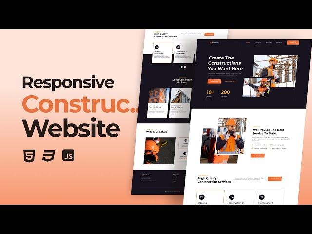 Responsive Construction Website Design Using HTML CSS And JavaScript