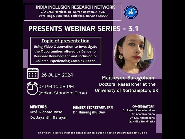 IIRN Webinar Series 3. 1, 26 July 2024, 7 to 8 PM, Maitreyee Buragohain