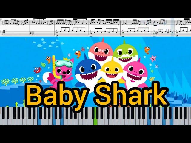 Baby Shark piano sheets (на пианино + ноты) #BabyShark #BabySharkChallenge #kid