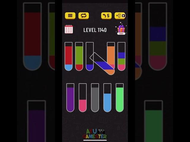 Water Sort puzzle level 1140 | AYU Gamester #shorts