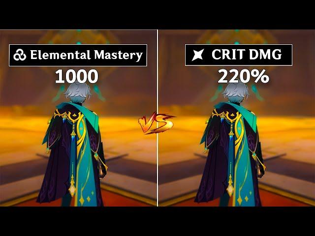 Elemental Mastery vs Crit% !! Best Build for C0 Alhaitham ? [ Genshin Impact ]