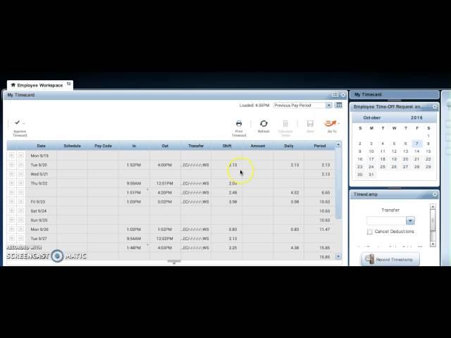 Approving your timecard using Kronos.