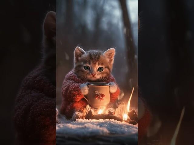 Kittens’ Cozy Tea Party in the Snow️