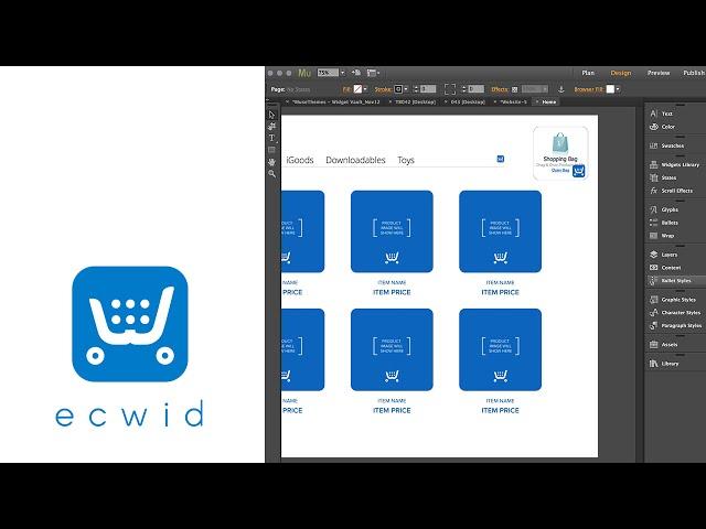 Ecwid Ecommerce & Shopping Cart in Adobe Muse - FREE Widget by MuseThemes.com