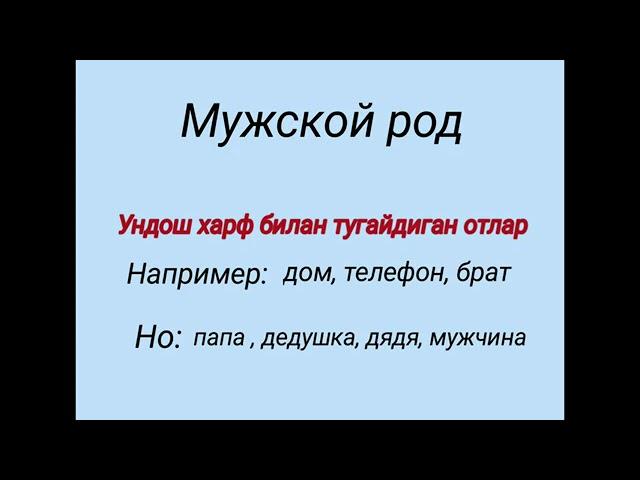 #rustili #001 Рус тилини 0 дан урганамиз. Мужской, женский, средний род  https://t.me/EduteShv_uz