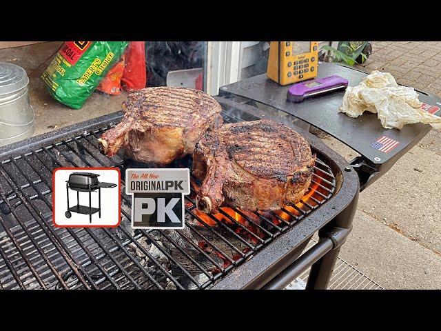 The Best Steak BBQ Grill! / The All New Original PK Charcoal Grill! / 3” Thick Cowboy Ribeye Steaks!