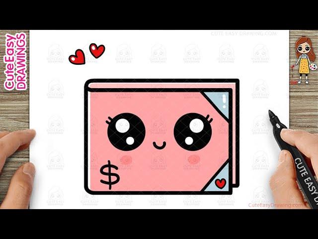 How to Draw a Cute Money Wallet Easy Step-By-Step Drawing and Coloring for Kids and Toddlers