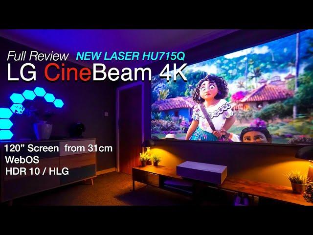 NEW LG CineBeam HU715Q 4K Laser Ultra Short Throw Projector 120" Screen from 31cm!