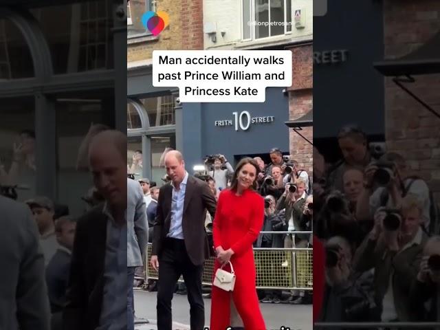 Man accidentally strolls past Prince William and Princess Kate in London #shorts