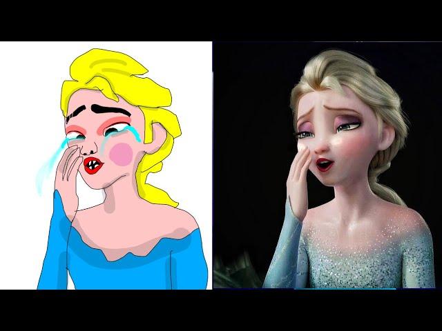 Frozen 2 Elsa funny Drawing memes - Try not To laugh