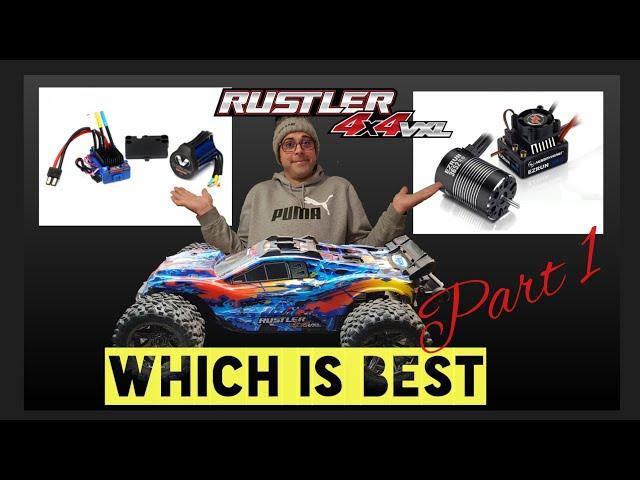 Hobbywing MAX10 EZRUN-3652SL-4000KV Install into Traxxas Rustler 4x4 and comparison with stock.