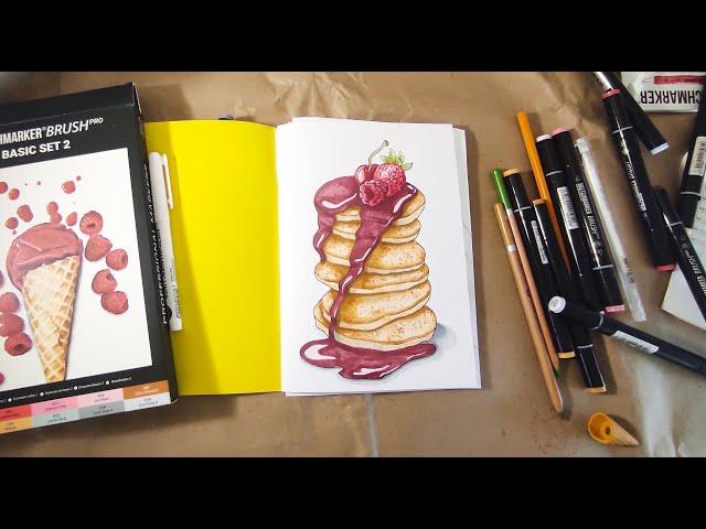 Рисую Маркерами Блины с джемом! Рисую Набором Sketchmarker Brush Basik Set 2!