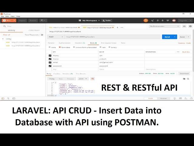 Laravel API-CRUD (Rest & RestFull) : Insert Data into Database with API using POSTMAN