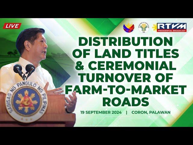 Distribution of Land Titles and Turnover of Farm-to-Market Roads 09/19/2024