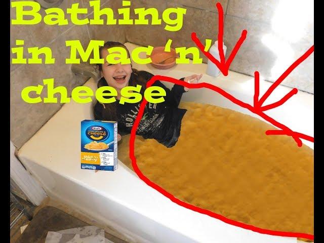 Little girl does Mac 'N' Cheese bath challenge!!!!