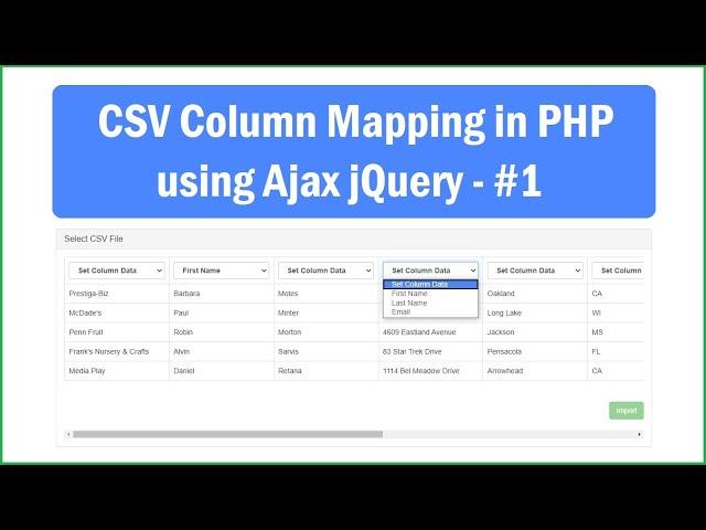 CSV Column Mapping in PHP using Ajax jQuery - 1