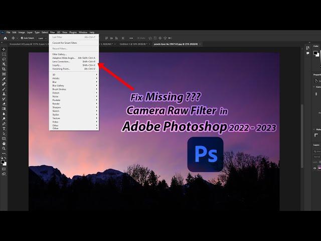 How to fix Missing Camera Raw Filter in Photoshop | Fix Camera raw filter of Adobe Photoshop #adobe