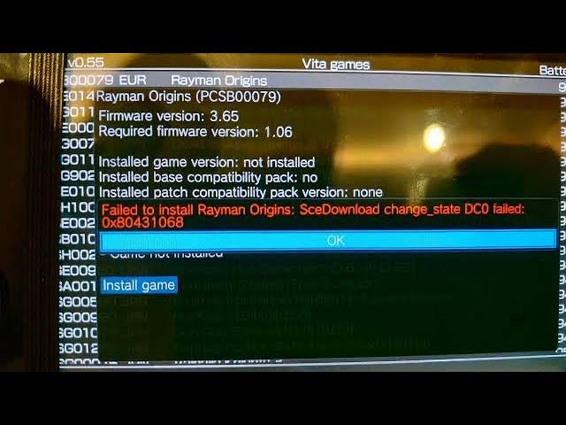 Failed to install fix PKJG PS Vita