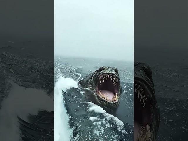 Encounter with a huge predatory marine reptile in the open sea #fishing
