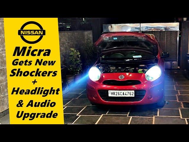 Nissan Micra Gets New Shockers + Headlight, Audio Upgrade & Some Other Mods!