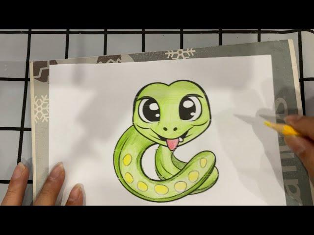 Complete coloring the cute snake picture