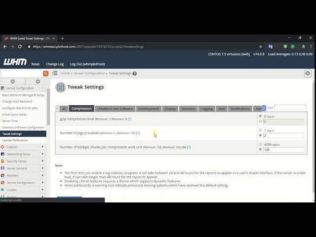 WHM Tweak Settings