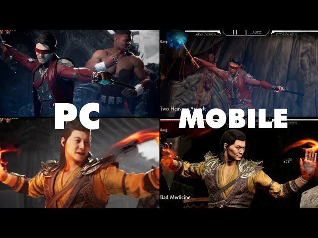 Mortal Kombat 1 PC vs. MK Mobile - Kenshi & Shang Tsung Fatal Blow side-by-side comparision.