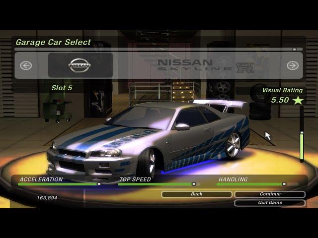 GT-R34 Brian O'Connor's NEED FOR SPEED: UNDERGROUND2 - TUNING & RACE (Part18)