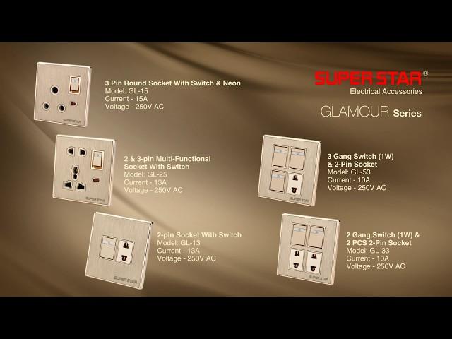 Super Star Decorative Gang Switch-Socket - Glamour Series