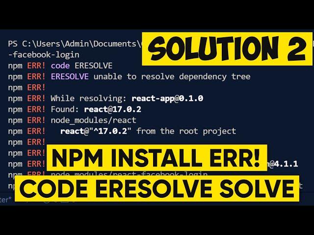 Npm ERR code ERESOLVE react | Npm install error in visual studio code [SOLUTION 2]