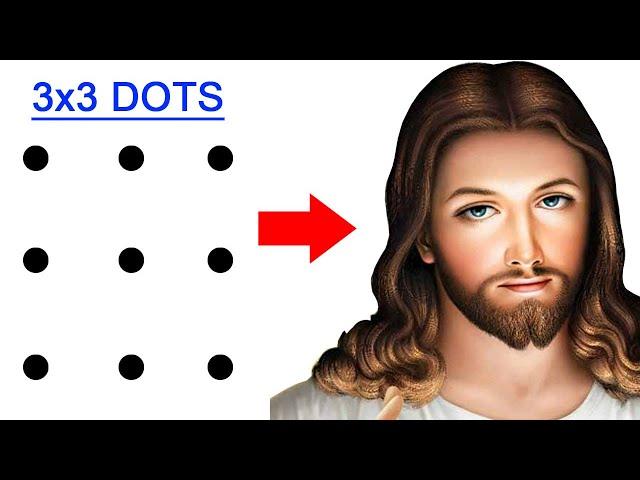 Turn 9 dots into Lord Jesus Christ drawing easy - How to draw lord jesus drawing easy method