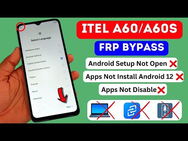 Itel A60/A60s Frp Bypass Without Pc 2024 Android 12 | Itel A662LM Frp Remove | Itel A60s FRP Unlock