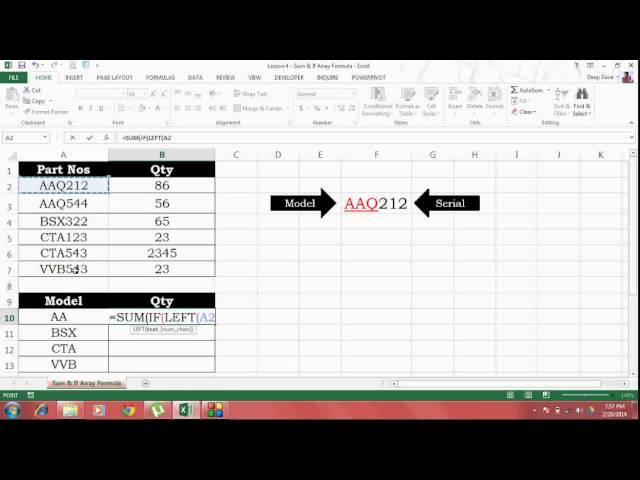 Excel Lesson 4 - Sum & If Array Formula